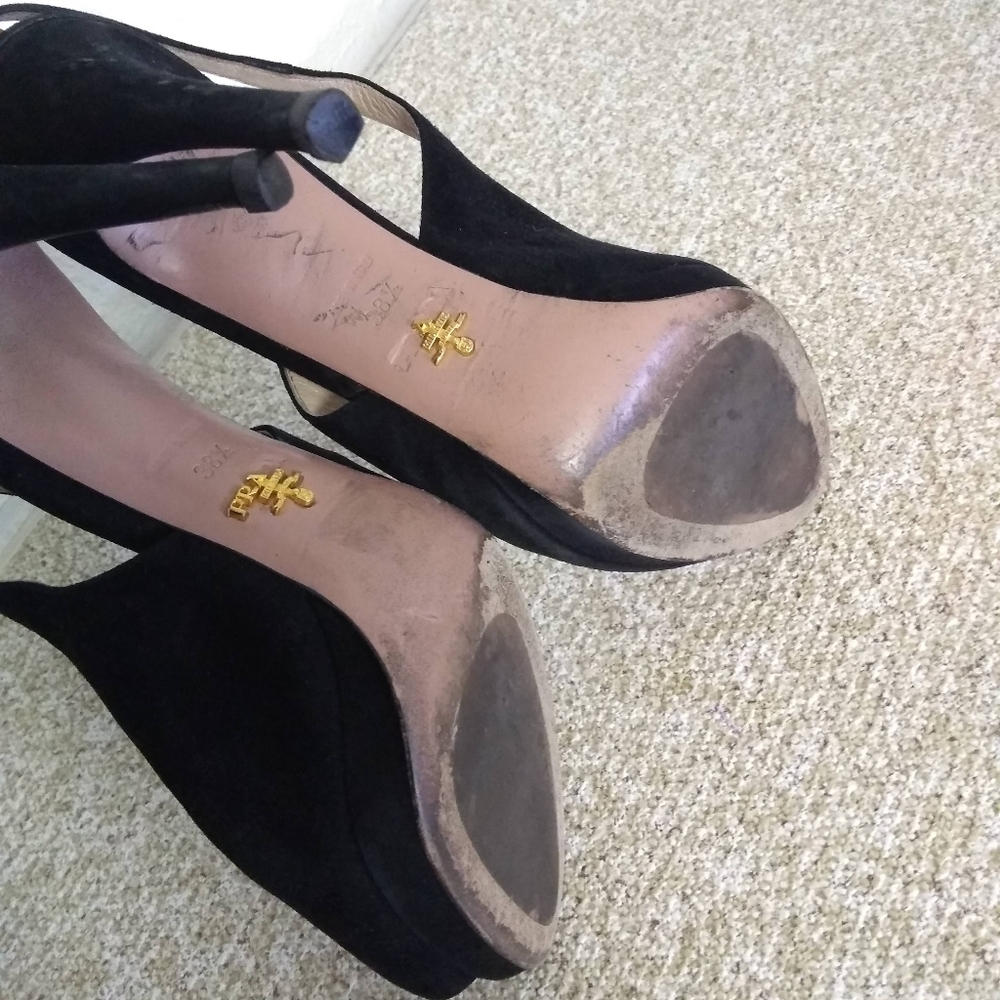 Prada Milano Black Suede Sandals - Picture 6 of 6